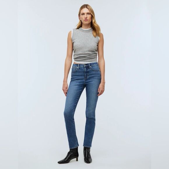 NWT Madewell Petite High Rise Stovepipe Jeans in Heathridge Wash